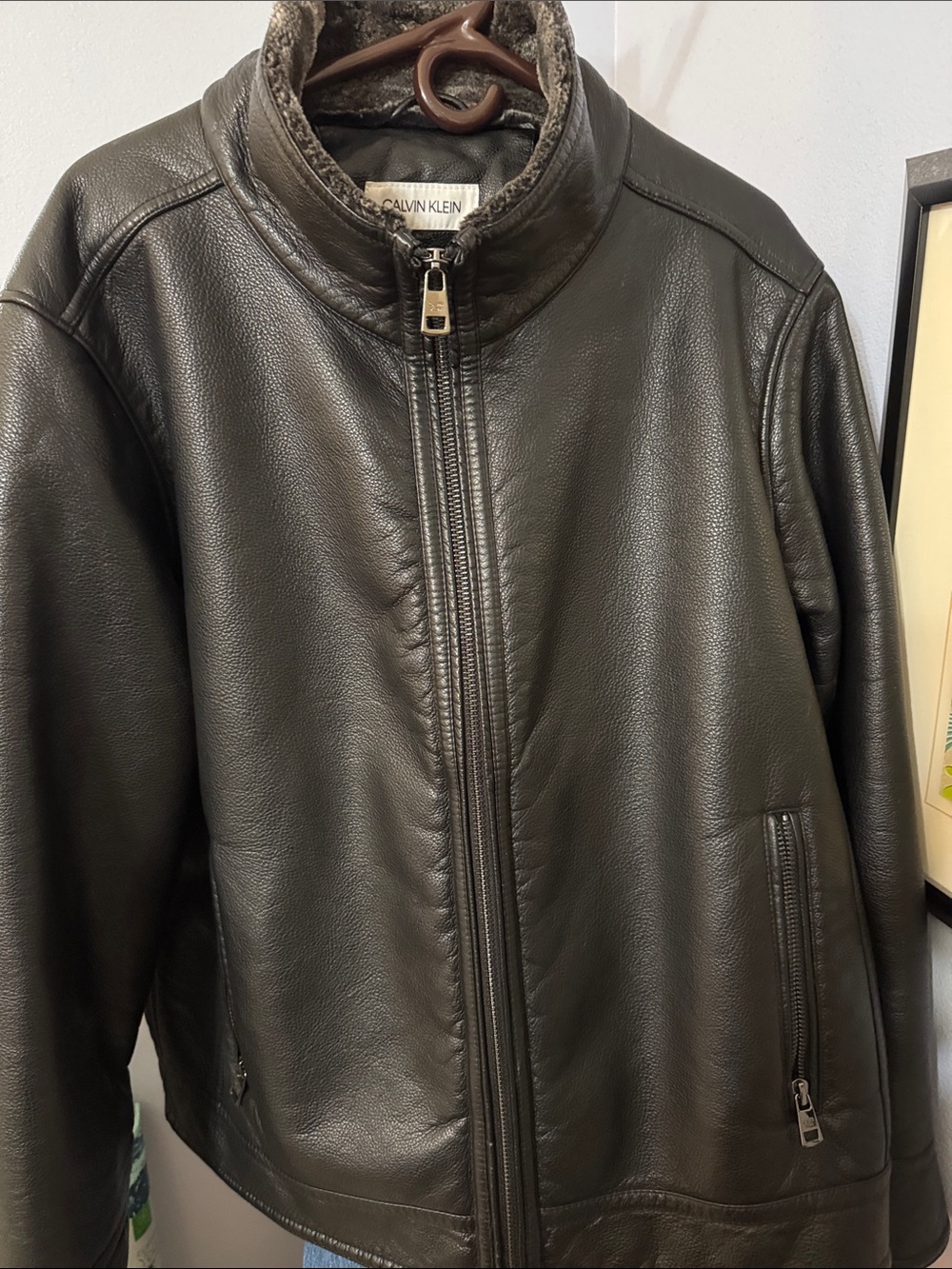 Calvin Klein Men's Black polyurethane Bomber Jacket